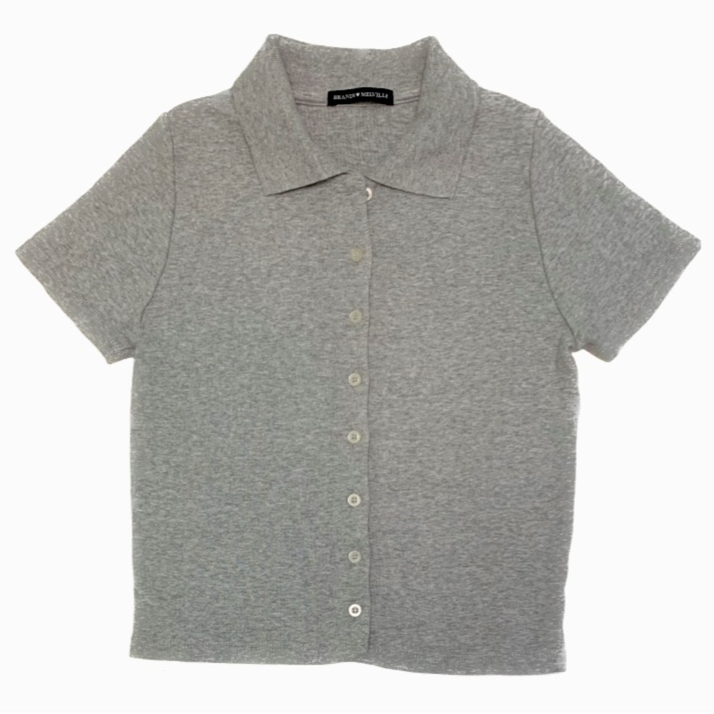 Brandy Melville one size fits all heather gray button up.